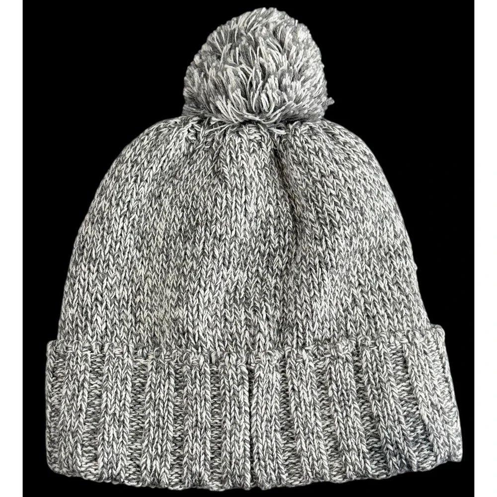 Adidas Men's Grey/White Pom Pom Winter Fleece Lined Beanie Hat Cap Toboggan NWT